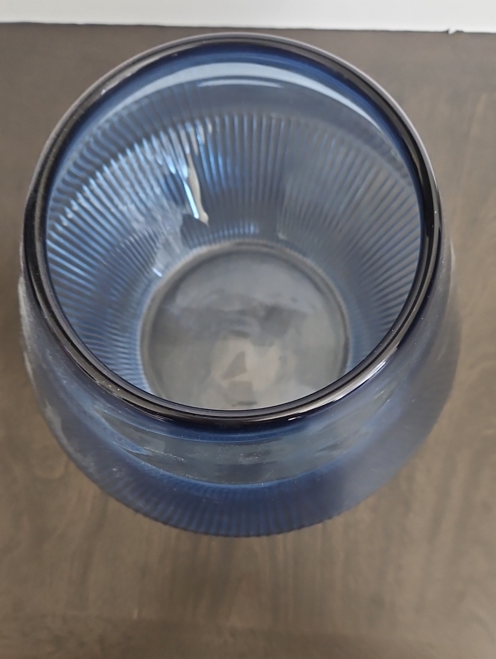 Threshold Blue Ribbed Glass Vase - Picture 3 of 3